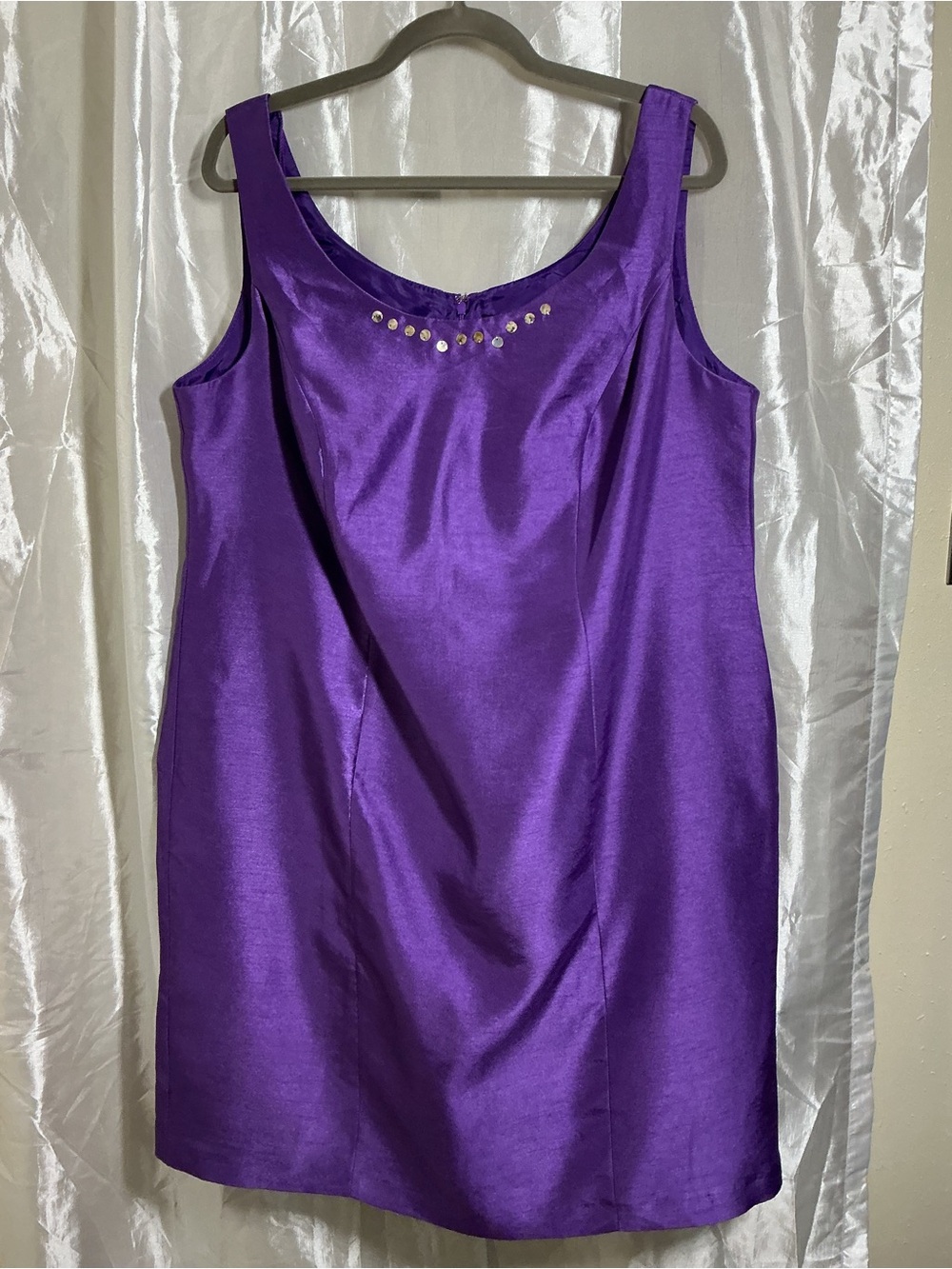 Tiana B. Purple Satin dress with Rhinestone Trim